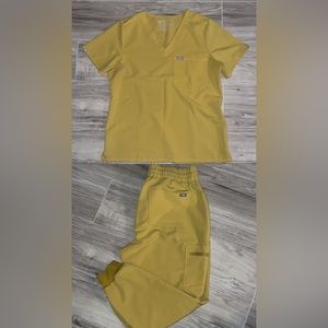 FIGS YELLOW TOP & HIGH WAISTED JOGGER